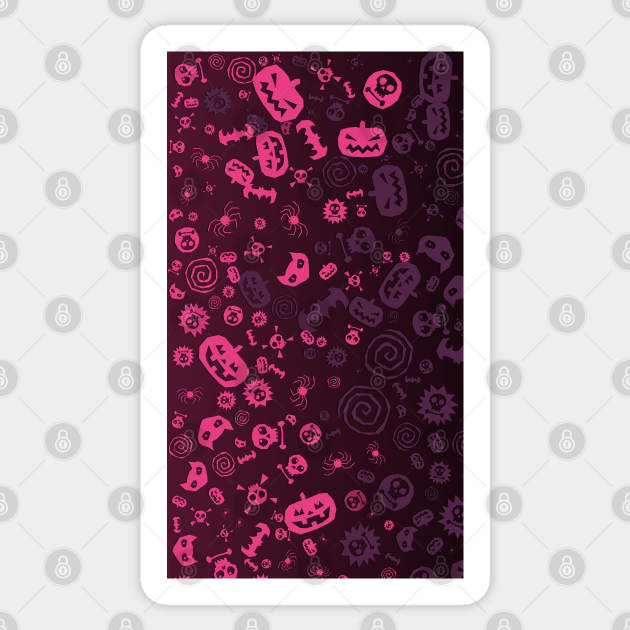 Halloween Pattern Art Design Pink Sticker by TheSorcerersStore